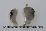 NGP1805 20*45mm - 28*55mm wing-shaped montana agate pendants