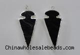 NGP1807 25*60mm - 30*65mm arrowhead black agate pendants