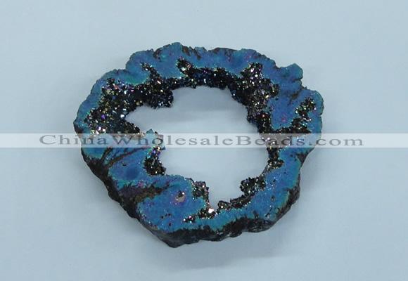 NGP1840 55*75mm - 65*80mm donut plated druzy agate pendants