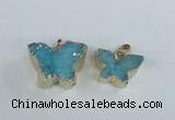 NGP1851 15*20mm - 18*25mm butterfly druzy agate gemstone pendants