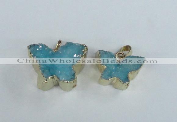 NGP1851 15*20mm - 18*25mm butterfly druzy agate gemstone pendants