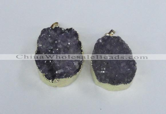 NGP1857 35*40mm - 35*45mm freeform druzy amethyst pendants