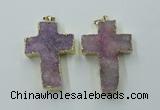 NGP1878 30*45mm - 32*50mm cross druzy agate gemstone pendants