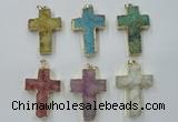 NGP1879 30*45mm - 32*50mm cross druzy agate gemstone pendants