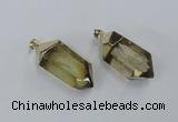 NGP1901 18*38mm - 20*42mm faceted nuggets lemon quartz pendants