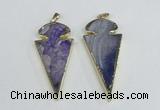 NGP1925 30*65mm arrowhead agate gemstone pendants wholesale