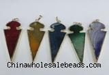 NGP1927 30*65mm arrowhead agate gemstone pendants wholesale