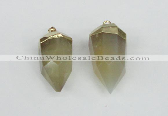NGP1938 18*35mm - 20*40mm faceted nuggets yellow phantom quartz pendants