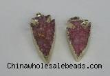 NGP1940 20*30mm - 25*50mm arrowhead druzy agate gemstone pendants