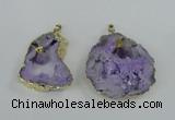 NGP1951 30*40mm - 45*55mm freeform druzy agate & amethyst pendants