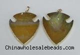 NGP1963 47*57mm arrowhead agate gemstone pendants wholesale