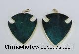 NGP1965 47*57mm arrowhead agate gemstone pendants wholesale