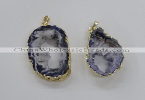 NGP1970 25*40mm - 30*50mm freeform druzy agate gemstone pendants