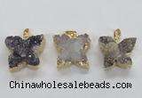 NGP1990 22*25mm - 25*30mm butterfly druzy agate pendants