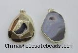 NGP1995 35*45mm - 40*50mm freeform plated druzy agate pendants