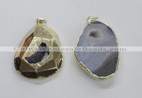 NGP1995 35*45mm - 40*50mm freeform plated druzy agate pendants