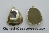 NGP1997 35*45mm - 40*50mm freeform plated druzy agate pendants