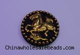 NGP2022 50mm carved gold plated matte black obsidian pendants