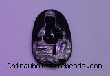 NGP2027 35*55mm carved silver plated matte black obsidian pendants