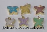 NGP2114 15*20mm - 18*25mm butterfly druzy agate gemstone pendants