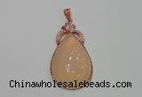 NGP2138 27*50mm agate gemstone pendants with crystal pave alloy settings