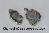 NGP2212 20*30mm - 35*35mm freeform plated druzy agate pendants