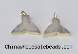 NGP2225 20*25mm - 22*30mm fishtail druzy agate gemstone pendants