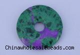 NGP223 5*30mm synthetic ruby zoisite & malachite gemstone donut pendant