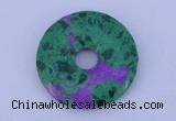 NGP223 5*30mm synthetic ruby zoisite & malachite gemstone donut pendant