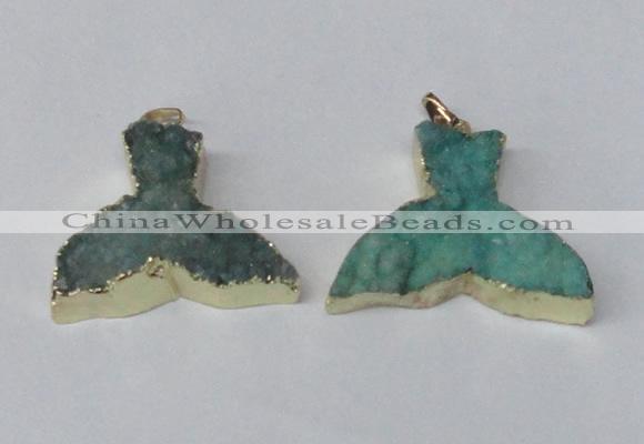 NGP2238 35*45mm - 40*55mm fishtail druzy agate gemstone pendants