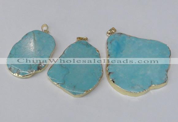 NGP2245 35*40mm - 45*50mm freeform turquoise gemstone pendants