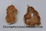 NGP2323 35*45mm - 45*55mm freeform plated druzy agate pendants
