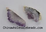 NGP2358 30*50mm - 30*65mm freeform druzy amethyst pendants