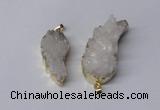 NGP2360 18*35mm - 22*45mm wing-shaped druzy quartz pendants