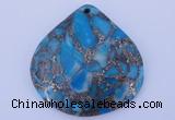 NGP237 40*40mm dyed golden turquoise & pyrite gemstone pendants