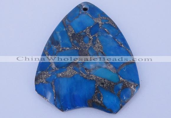 NGP239 39*45mm dyed golden turquoise & pyrite gemstone pendants