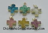 NGP2403 25*26mm - 27*28mm cross druzy agate pendants wholesale