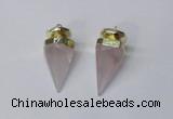 NGP2405 18*35mm - 20*40mm cone rose quartz pendants wholesale