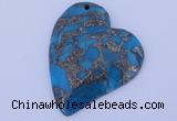 NGP241 39*47mm dyed golden turquoise & pyrite gemstone pendants