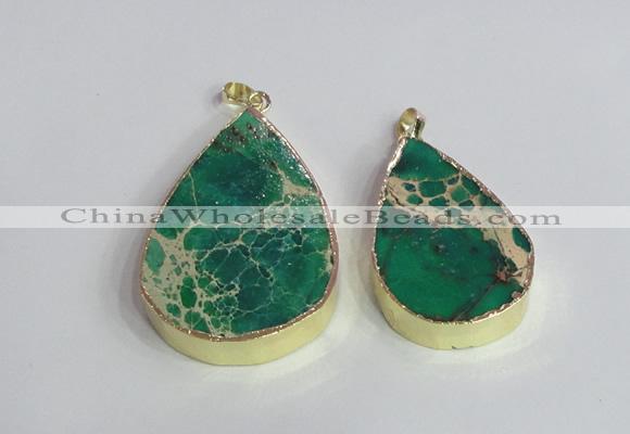 NGP2458 20*30mm - 30*35mm flat teardrop sea sediment jasper pendants