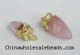 NGP2490 15*30mm - 18*40mm cone rose quartz pendants wholesale