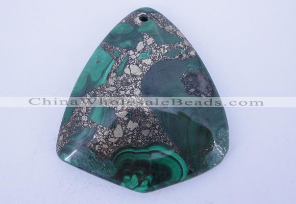 NGP252 40*50mm fashion malachite & pyrite gemstone pendants