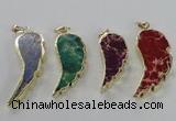 NGP2530 18*40mm - 22*55mm wing-shaped sea sediment jasper pendants