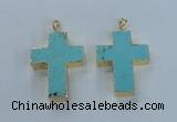 NGP2532 30*40mm - 40*50mm cross turquoise pendants wholesale