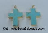 NGP2532 30*40mm - 40*50mm cross turquoise pendants wholesale