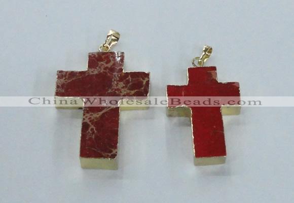 NGP2534 30*40mm - 40*50mm cross sea sediment jasper pendants