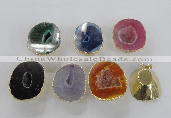 NGP2559 25*35mm - 30*40mm freeform druzy agate gemstone pendants
