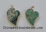 NGP2600 25*35mm - 35*45mm heart sea sediment jasper pendants