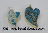 NGP2608 40*50mm - 50*70mm heart sea sediment jasper pendants