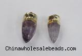 NGP2628 12*30mm - 15*40mm cone amethyst gemstone pendants